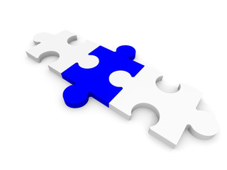 Obraz premium Three puzzle pieces white blue white