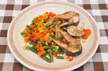 Trout and vegetables