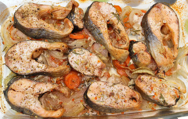 Trout and vegetables