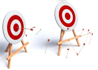 3d illustration of arrows in target