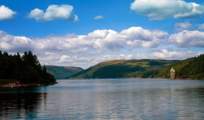Fototapeta na wymiar View of Lake Vyrnwy in Mid Wales