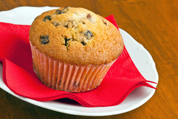 Muffin on a white plate