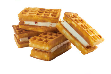 delicious waffle cake isolated on a white background
