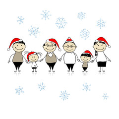 Merry christmas. Happy big family together for your design