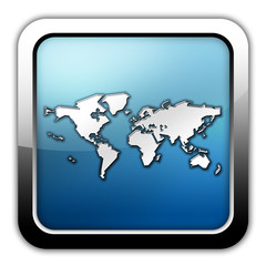 Glossy Square Icon "World Map"