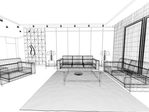 salotto rendering 3d divano illustrazione disegno interior