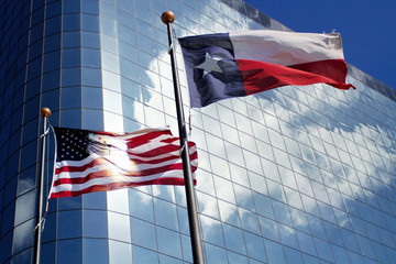 Texas and US flags