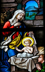 Nativity Scene - Christmas stained glass