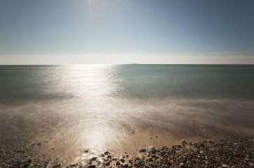 Beautiful sunny shore, Shot with long exposure daytime