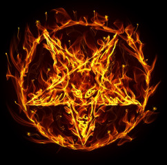 Satanic fire pentagram - 28143977