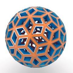 3d decorative orange and blue sphere