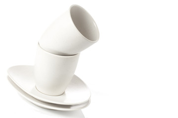 two white empty cups