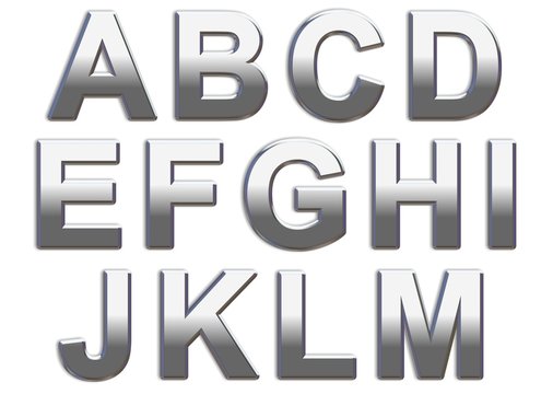 Chrome Capital Letters On White