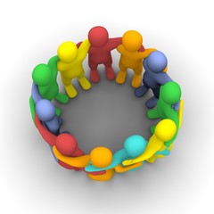 Social group of friends. 3d rendered illustration.