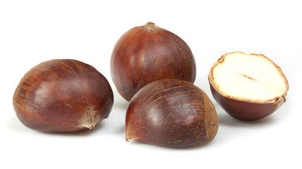 chestnuts on a white background