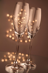 Glass of champagne on oliday background