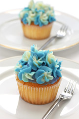 blue hydrangea cupcake