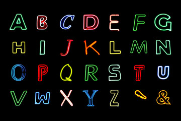 Neon Alphabet letters set 1