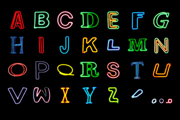 Neon Alphabet letters. Set 2