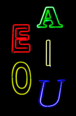 Additional vowels for neon alphabet sets