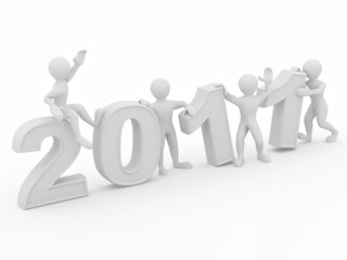 New Year. Men with numbers 2011