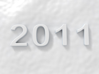 NUMBER 2011 ON GLITTERING SNOW 3D RENDER