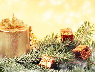 Christmas decoration on fir branch