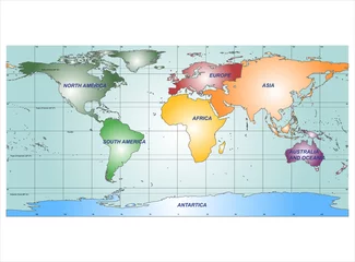 Foto op Aluminium Detailed World Map with Names of Continent and Countries, vector © ngaga35