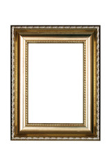 Gold frame on white background