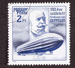 Postage Stamp 150th anniversary Ferdinand von Zeppelin's Birth