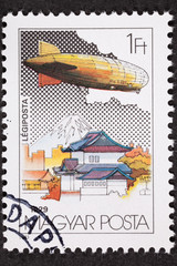 Hungarian Graf Zeppelin Air Mail Postage Stamp Japan Mount Fuji