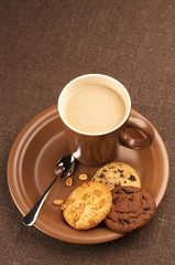 Various cookies and coffee
