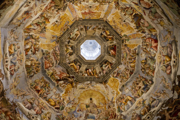 Fototapeta na wymiar Dome Paintings Cathedral Florence