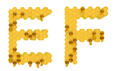 Honey font E and F letters isolated