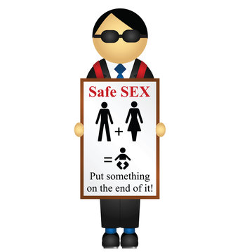 advertising sandwich board with safe sex message
