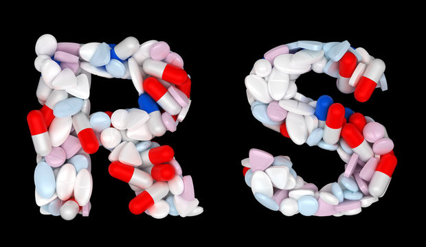 Pharmacy font R and S pills letters
