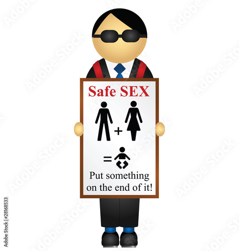 Advertising Sandwich Board With Safe Sex Message Stock