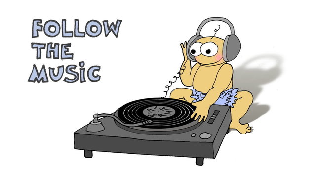 DJ niemowak przy gramofonie