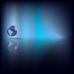 Abstract background with globe on blue
