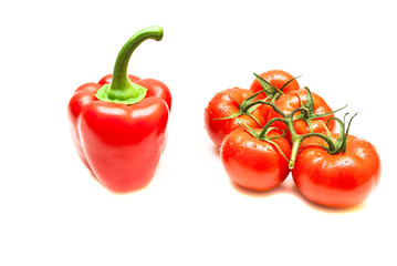 tomato, red paprika isolated