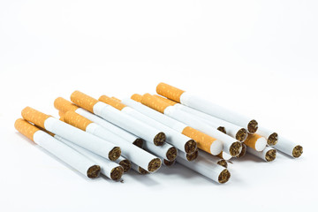 a bunch of cigarettes isolated on white