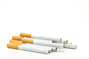 a bunch of cigarettes isolated on white
