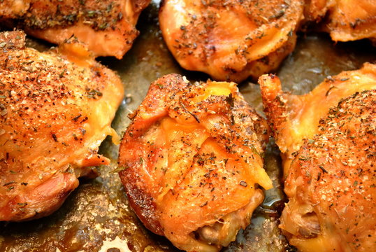 Fresh Baked Chicken Thighs In A Pan
