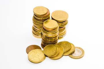 Euro coins isolated on white