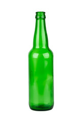 Empty green beer bottle