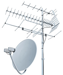 Antenna tv e antenna parabolica - obrazy, fototapety, plakaty