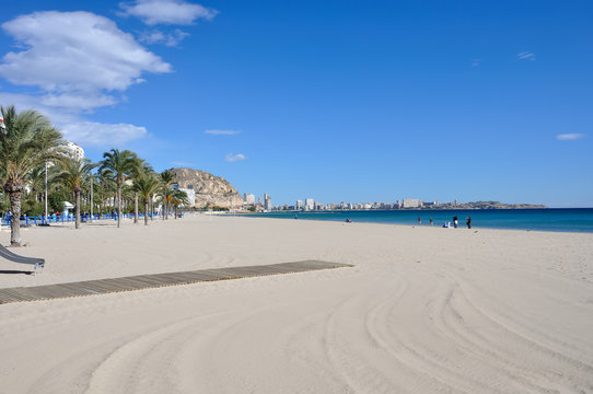 Beach in Alicante, Spain in winter. November