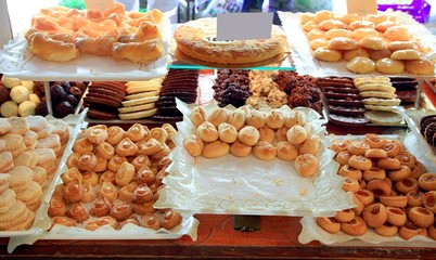 cake pastries in bakery typical from Spain