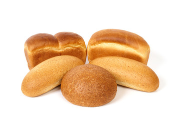 Variety of bread isolated on white