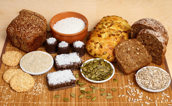 Bread, pastry, candies and ingredients